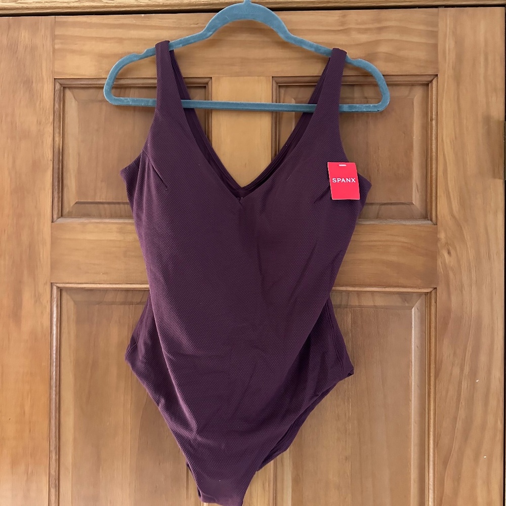 NWT Spanx Pique Plunge Swimsuit XL